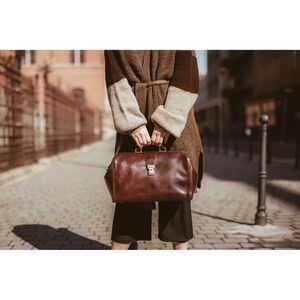 Vintage Oxblood Leather Doctor Bag Tuscany Firenze Italian Frame Satchel Italy
